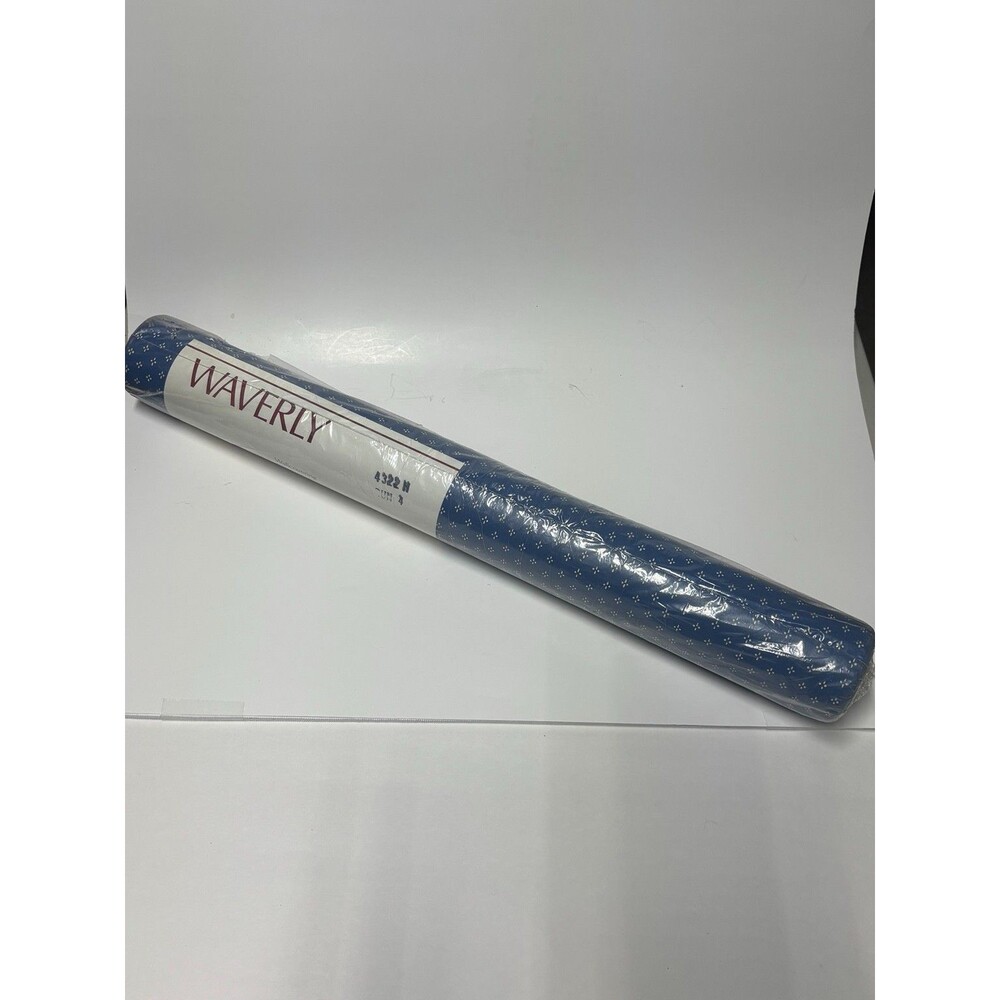 Waverly Wallpaper Roll 4322 H Navy Blue Ivory Geometric Dot Prepasted Vinyl NOS
